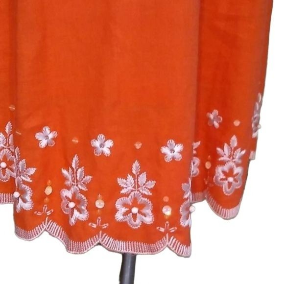 Andre Oliver Dress Fit Flare Floral Embroidery Orange Lined Womens 8 - Picture 4 of 7